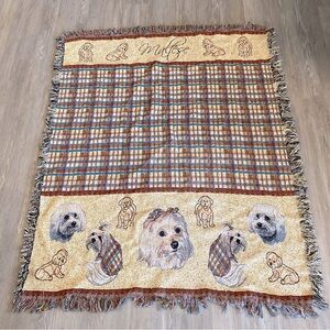 Adorable Maltese Throw Blanket Tapestry with Fringe Puppy Portrait Dog Gift